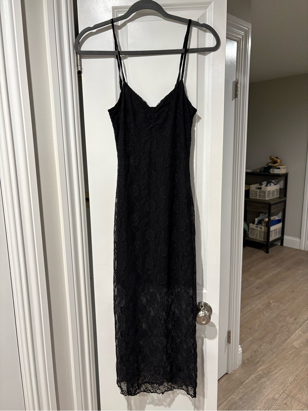 H&M Black Lace Maxi Slip Dress